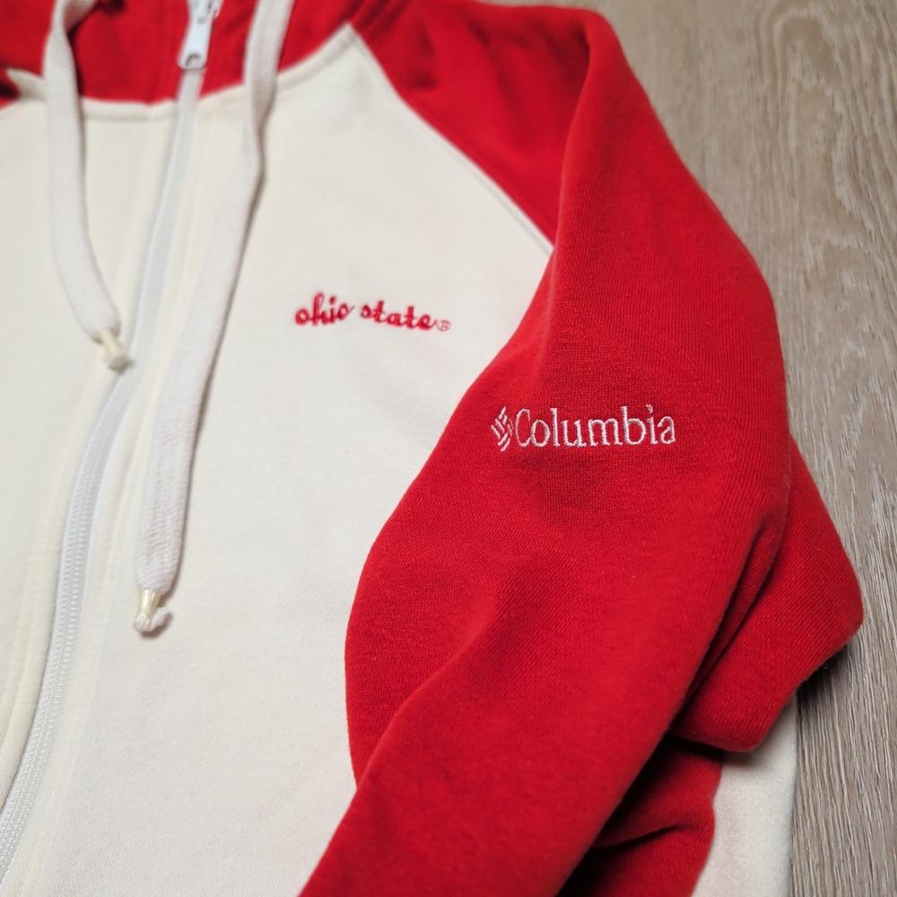 Columbia Ohio State Zip Up Hoodie Womens S Red Cream Brutus Raglan Embroidered - Picture 5 of 9